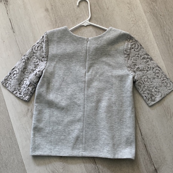 Ann Taylor LOFT Sweater size XXS‎ gray knit lace sleeves casual dressy - Picture 7 of 8